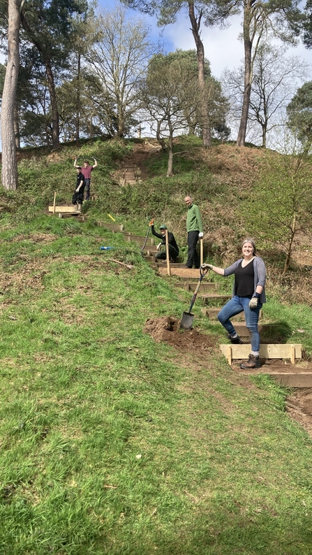 Conservation trainees repairing steps at The Devil's Spittleful